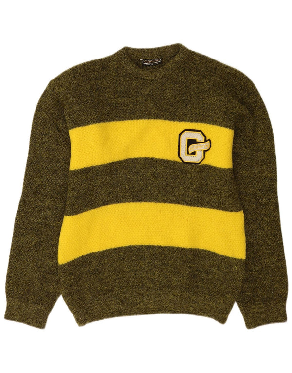 Gomena Herre grafisk rund hals sweater mellemgrøn farveblok
