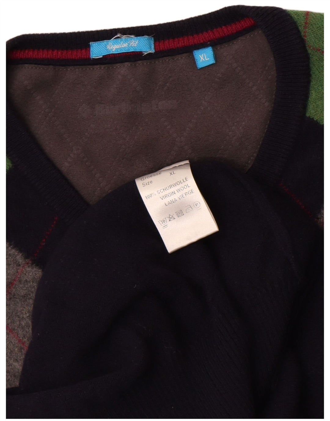 Burlington Herre V-hals sweater XL Navy Blue Argyle/Diamond