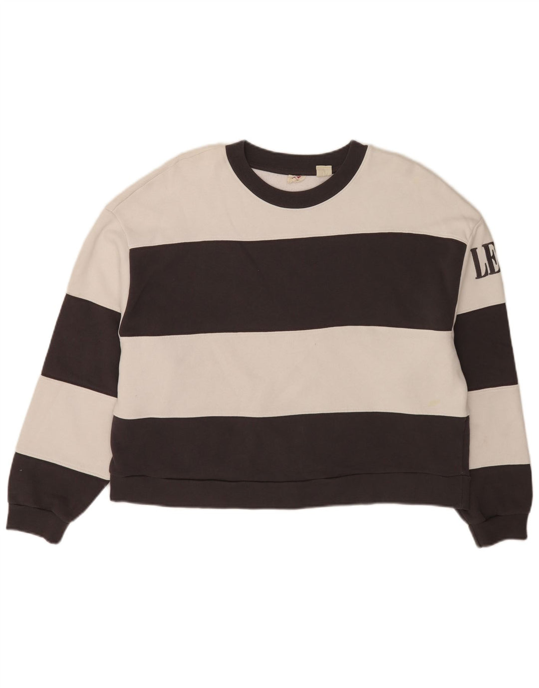 Levi's Womens Oversized Crop Sweatshirt Jumper UK 14 Medium Sort Stribet