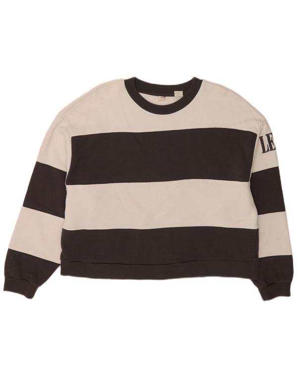 Levi's Womens Oversized Crop Sweatshirt Jumper UK 14 Medium Sort Stribet
