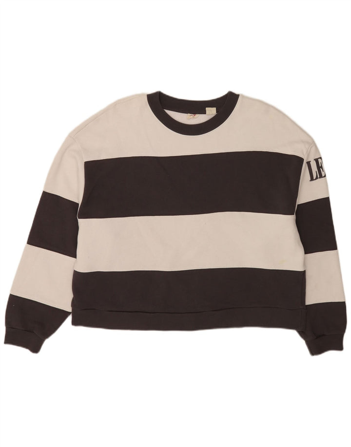 Levi's Womens Oversized Crop Sweatshirt Jumper UK 14 Medium Sort Stribet