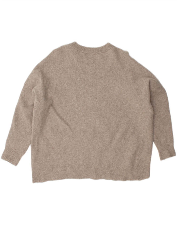 Zara Dame Oversized Crew Neck Jumper Sweater UK 12 Medium Beige Uld