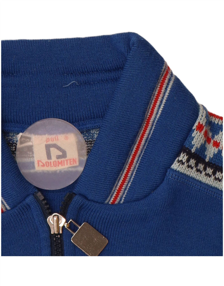 Dolomiten Herre Cardigan Sweater IT 50 Medium Blue Geometrisk Uld