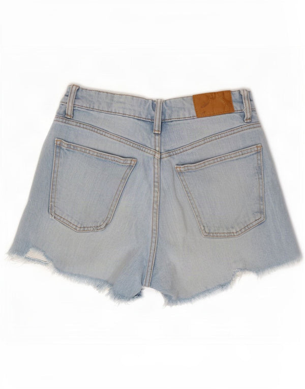 Zara Womens Distressed Denim Shorts EU 34 2XS W24 Blå