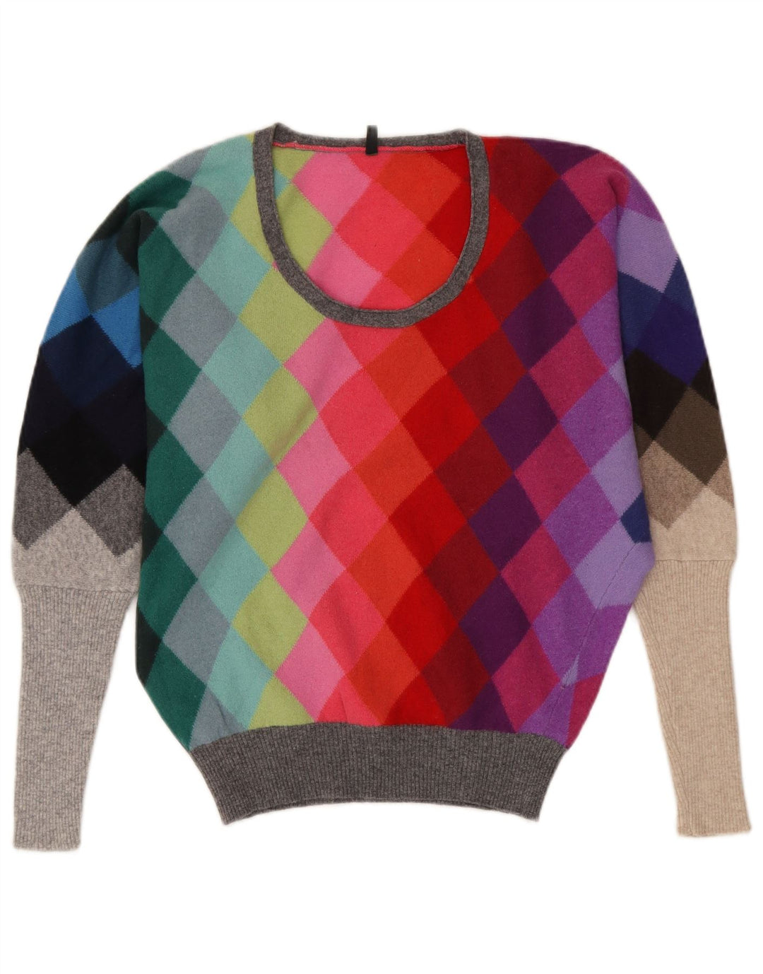 Benetton Dame Boat Neck Jumper Sweater UK 10 Small Multicolored