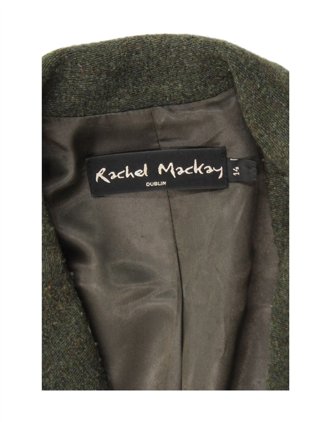 Vintage overfrakke til kvinder UK 14 Stor grøn stribet acetat