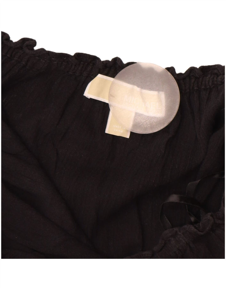 MICHAEL KORS Dame bluse Top UK 14 Stor Sort Bomuld