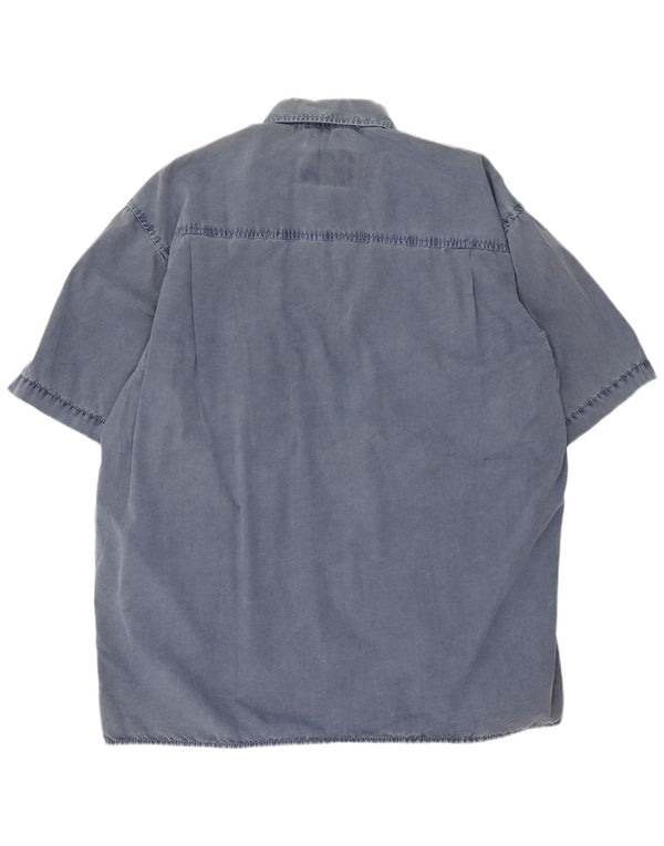 Armata Di Mare Kortærmet skjorte til mænd IT 50 Medium Blue Cotton