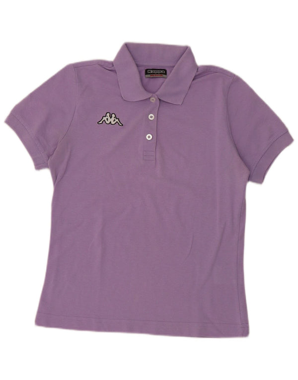 Kappa Dame Polo Shirt UK 12 Medium Lilla Bomuld