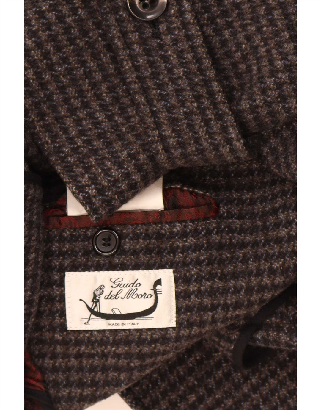 Vintage Herre Ærtefrakke IT 54 XL Grå Houndstooth Uld