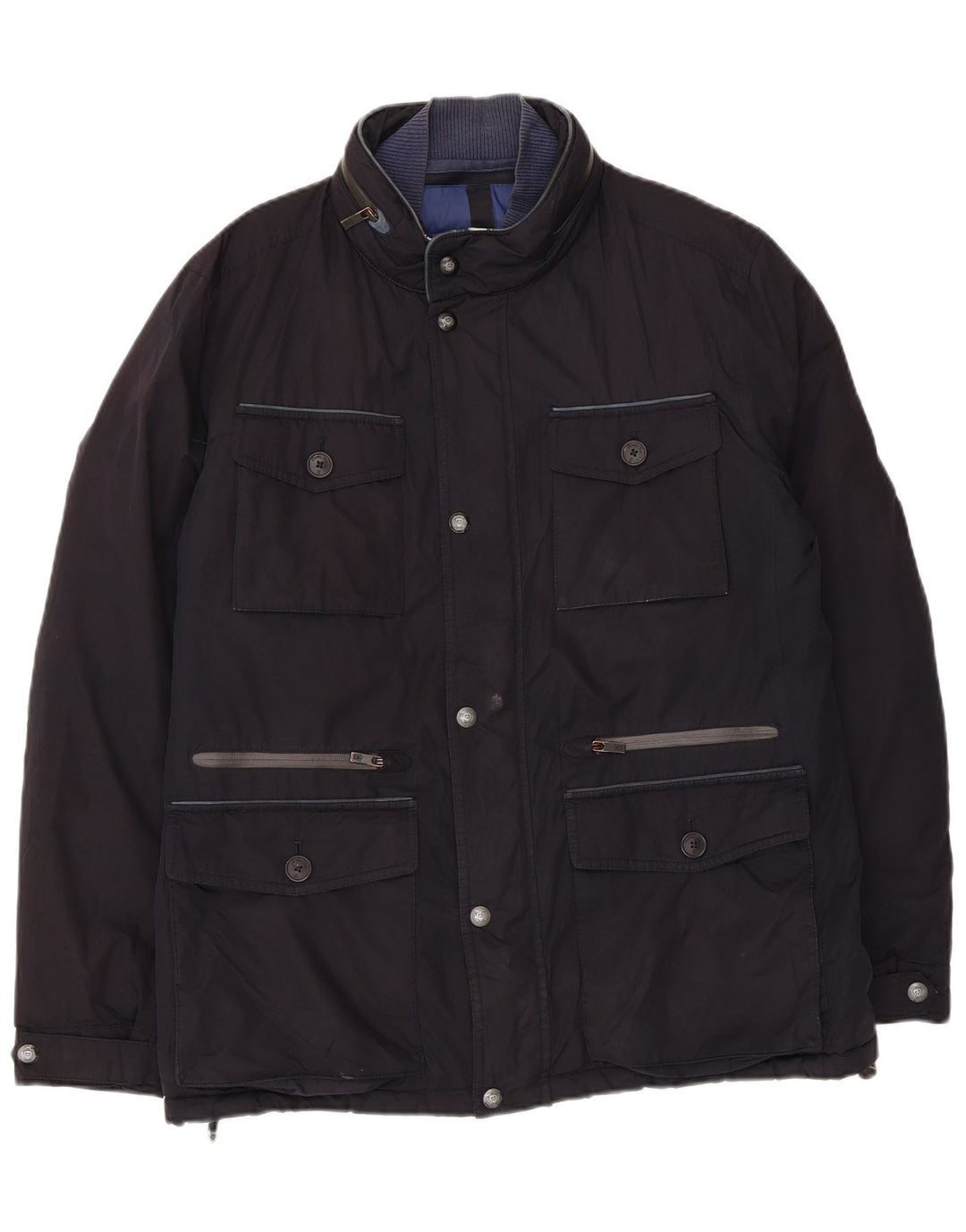 Massimo Dutti Herre Hooded Windbreaker Coat UK 40 Large Navy Blue