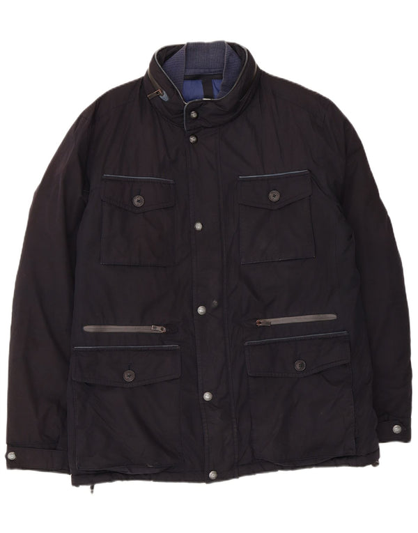 Massimo Dutti Herre Hooded Windbreaker Coat UK 40 Large Navy Blue