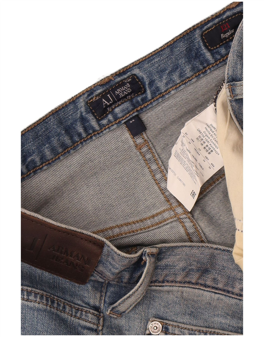 Armani Herre Regular Straight Jeans W34 L33 Blå Bomuld