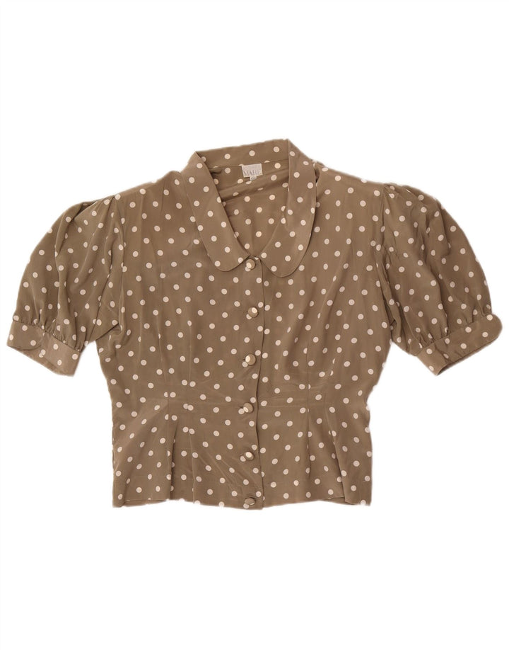 Andrea Mare Dame Kortærmet Bluse IT 46 Stor Grå Polka Dot