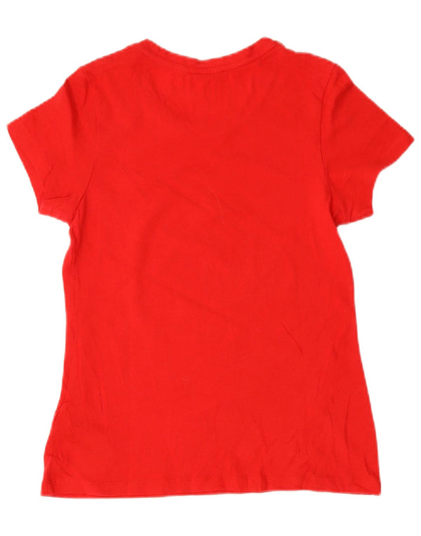 Calvin Klein Jeans Dame T-Shirt Top UK 10 Lille Rød Bomuld