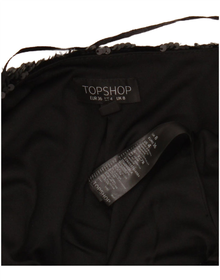 TOPSHOP Dame Crop Open Blazer Jacket UK 8 Small Black Polyester