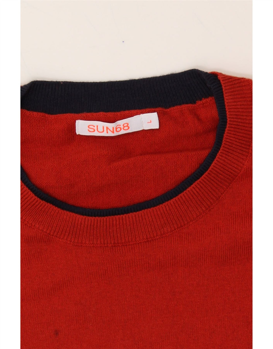 SUN68 Mens Crew Neck Jumper Sweater Large Red Wool Vintage Sun68 and Second-Hand Sun68 from Messina Hembry 
