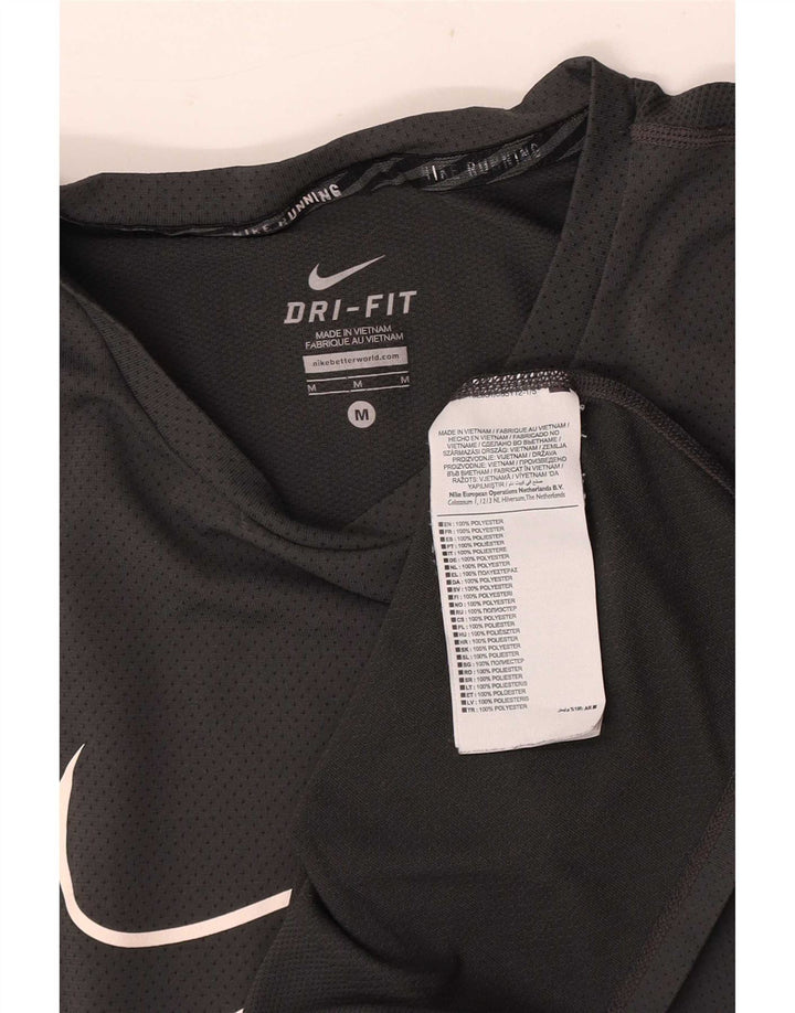 Nike Herre Dri Fit grafisk T-shirt top mellemgrå polyester