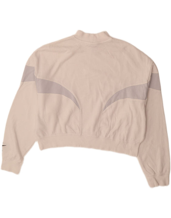 Nike Womens Crop Oversized Sweatshirt Jumper UK 14 Medium White Colourblock