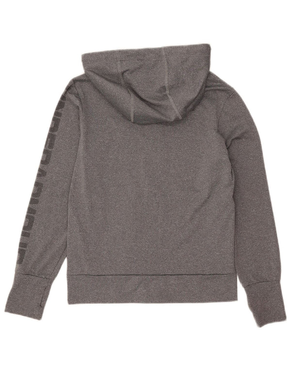 Under Armour Womens Heat Gear Zip Hoodie Sweater UK 10 Small Grey Flecked