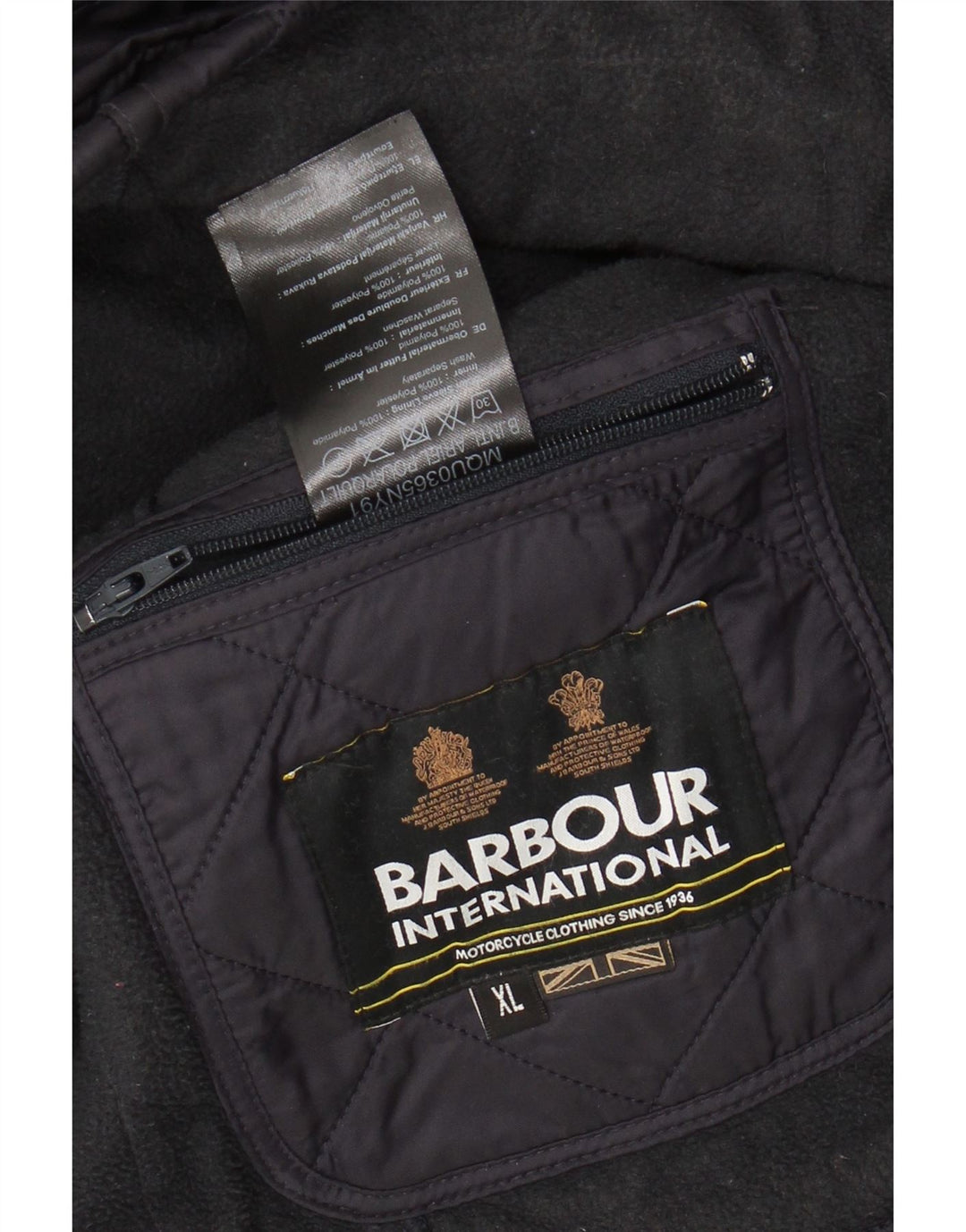 BARBOUR Herre quiltet jakke UK 42 XL Marineblå polyamid