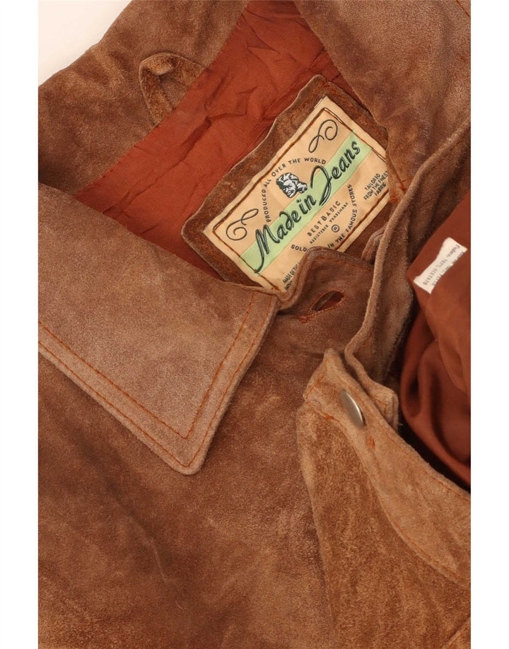 Vintage dame ruskind bomberjakke UK 12 medium brunt læder