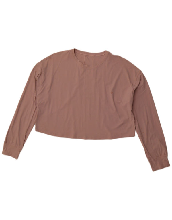 LULULEMON Dame Langærmet Loose Fit Crop Top UK 14 Medium Pink