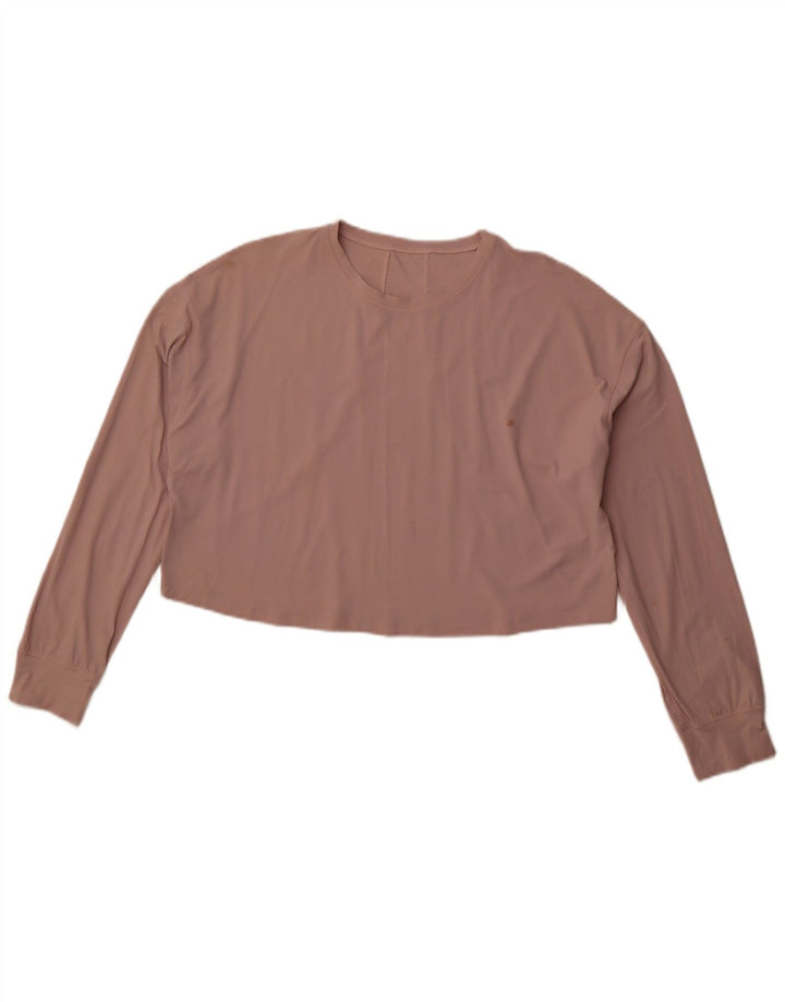 LULULEMON Dame Langærmet Loose Fit Crop Top UK 14 Medium Pink