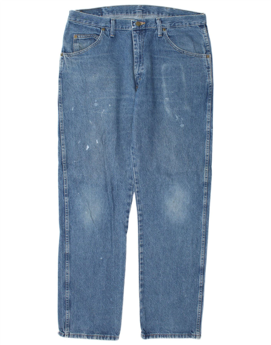 Wrangler Herre Distressed Regular Fit Tapered Jeans W36 L32 Blå Bomuld