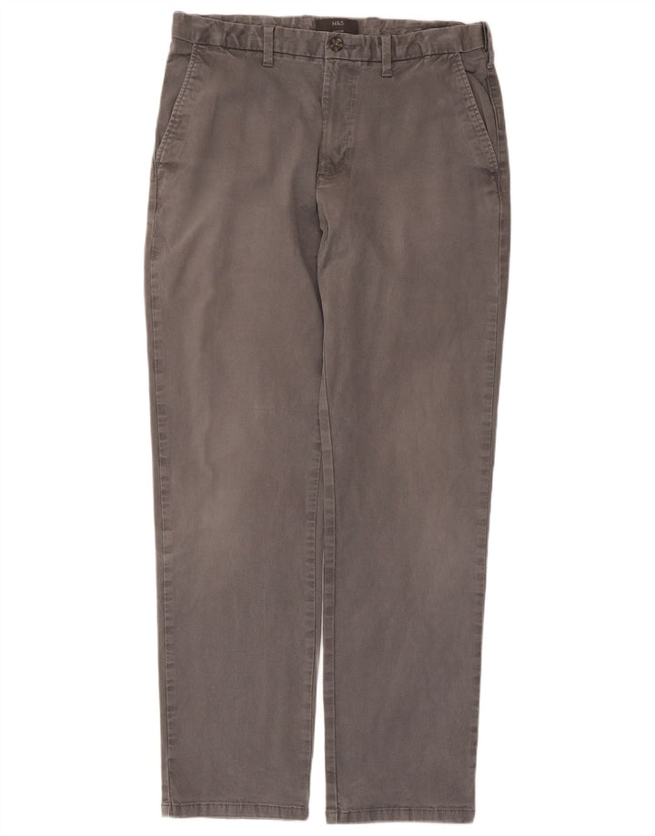 Marks & Spencer Herre Regular Chino Bukser W34 L31 Grå Bomuld