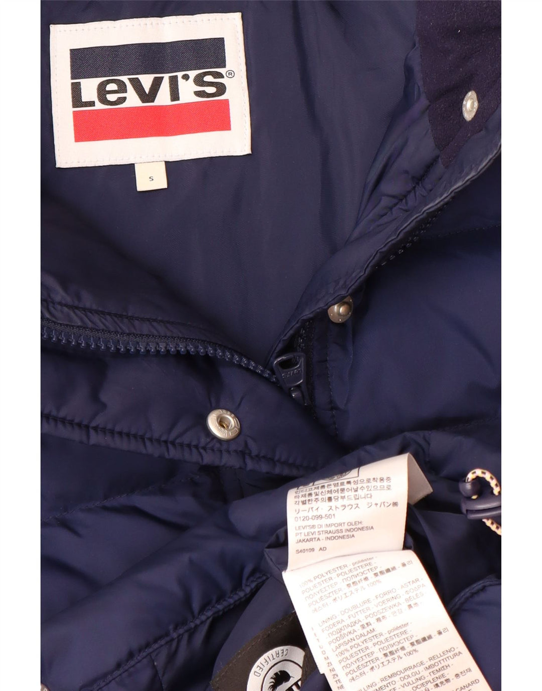 LEVI'S Oversized hættejakke til kvinder UK 10 Small Navy Blue