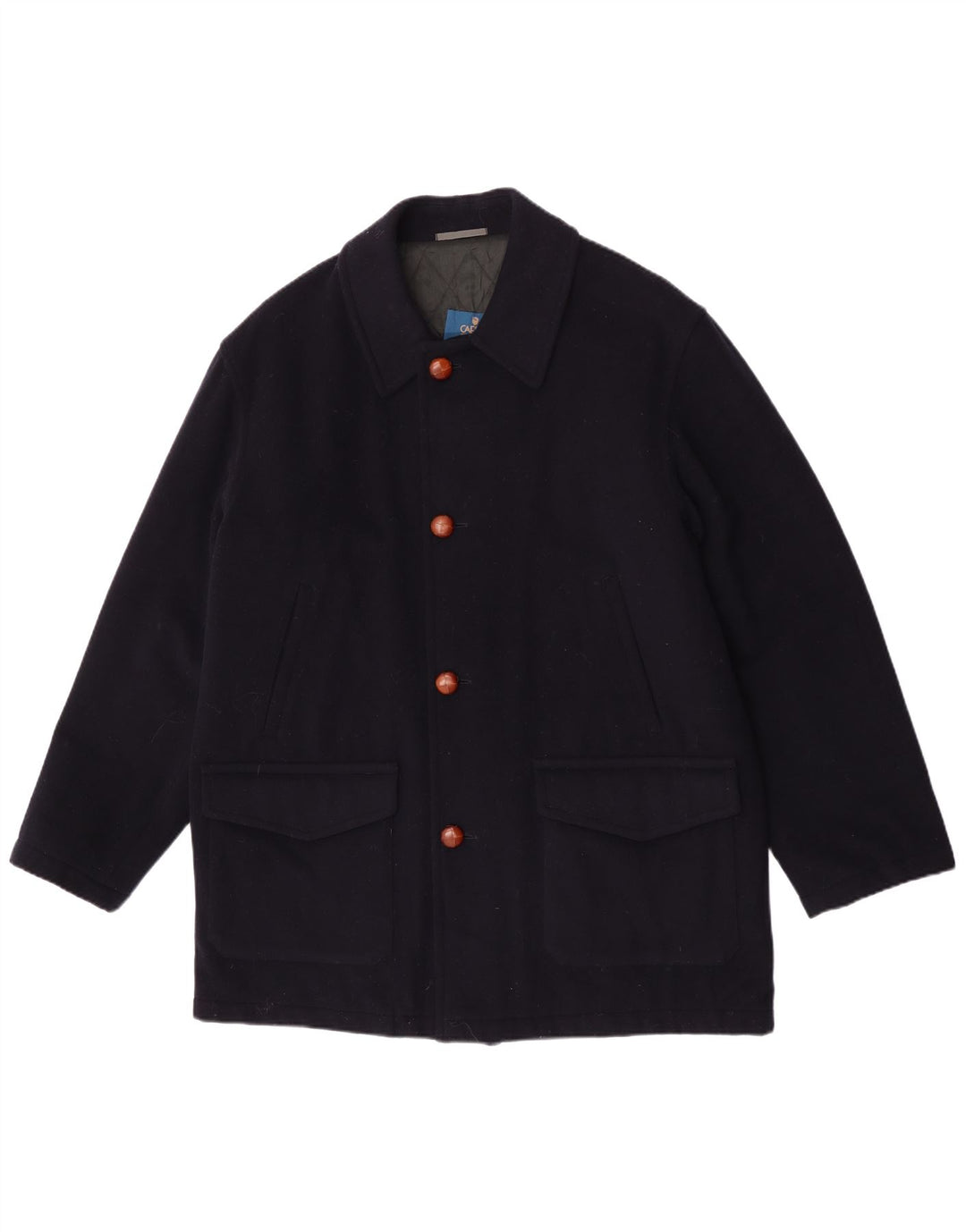 Caesar Herre Overfrakke UK 42 XL Navy Blue Virgin Wool