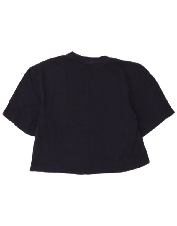 Adidas Womens Crop Graphic T-Shirt Top UK 8/10 Small Navy Blue