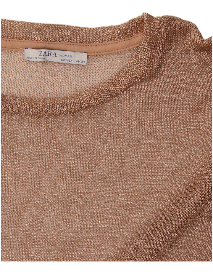 Zara Dame Top Langærmet UK 16 Large Gold