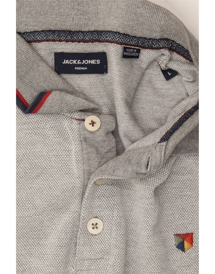 JACK & JONES Boys Polo Shirt 15-16 Years Large Grey Cotton Vintage Jack & Jones and Second-Hand Jack & Jones from Messina Hembry 