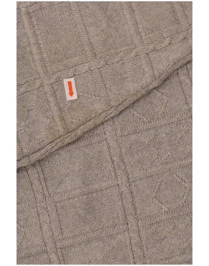 Vintage Herre V-hals sweater IT 50 Medium Grå Polyacryl
