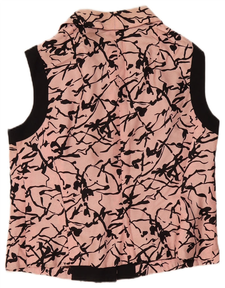 Vintage kvinders abstrakt mønster Gilet UK 14 Medium Pink