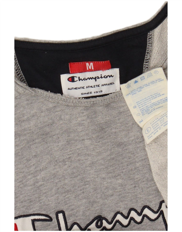 Champion Dame Grafisk Sweatshirt Jumper UK 14 Medium Grey Colourblock