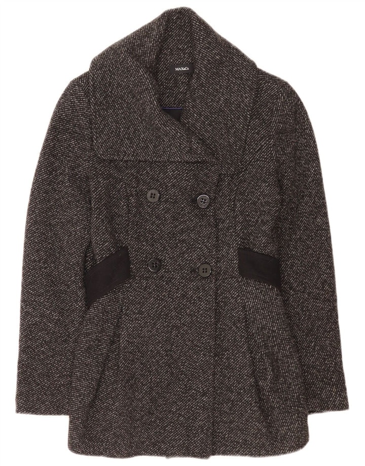 Max & Co. Dobbeltradet frakke til kvinder UK 8 Small Grey Flecked Wool