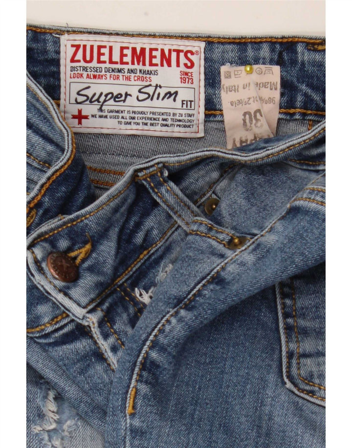 Zu Elements Dame Distressed Super Slim Jeans W30 L28 Blå Bomuld