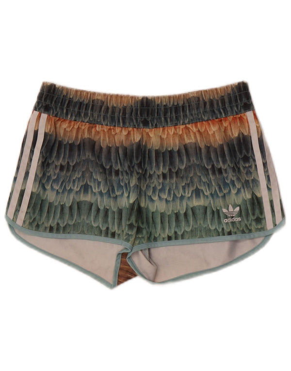 Adidas Dame Abstrakt Mønster Sport Shorts UK 8 Small Multicolored