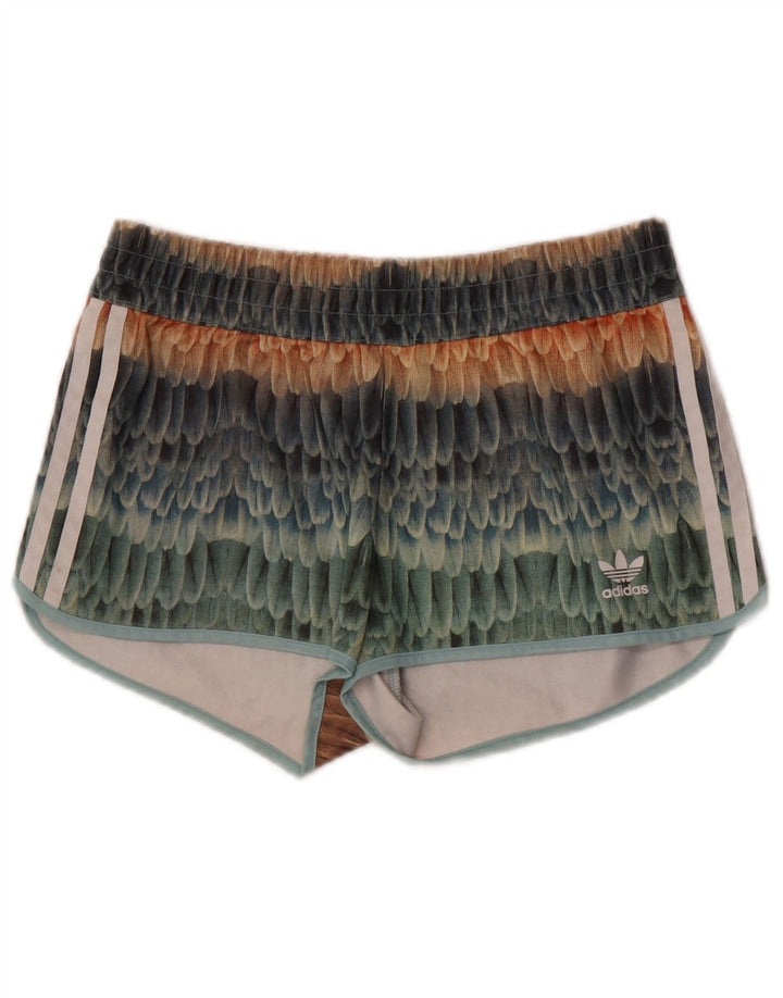 Adidas Dame Abstrakt Mønster Sport Shorts UK 8 Small Multicolored