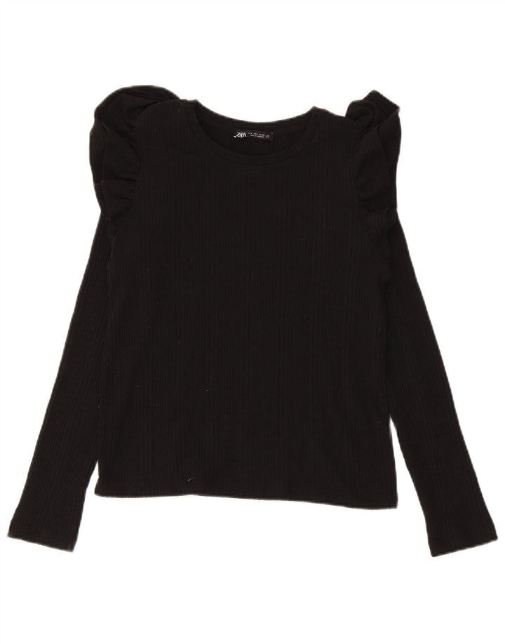 Zara Dame Top Langærmet UK 10 Small Black Bomuld