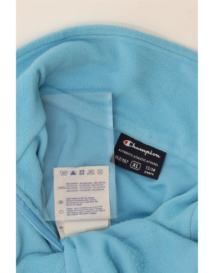 CHAMPION Boys Zip Neck Fleece Jumper 13-14 Years XL Blue Polyester Vintage Champion and Second-Hand Champion from Messina Hembry 