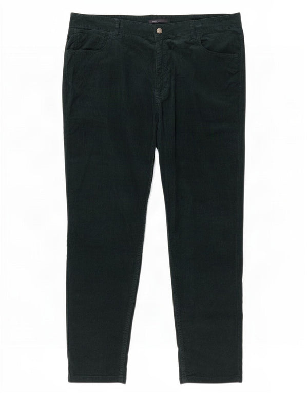 Marks & Spencer Womens Tapered Corduroy Trousers UK 20 2XL W40 L28 Green