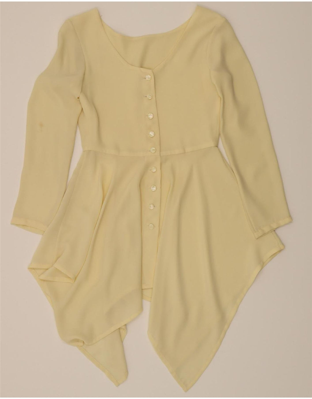 VINTAGE Womens Long Sleeve Shirt Dress UK 12 Medium Yellow Polyester Vintage Vintage and Second-Hand Vintage from Messina Hembry 