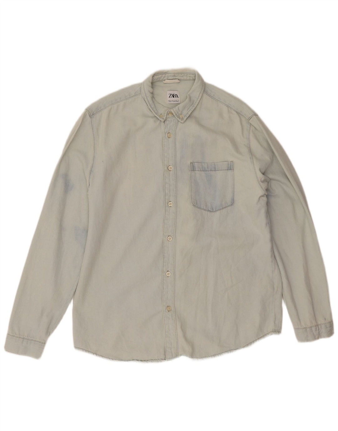 Zara Herre Denim Shirt XL Blå Bomuld