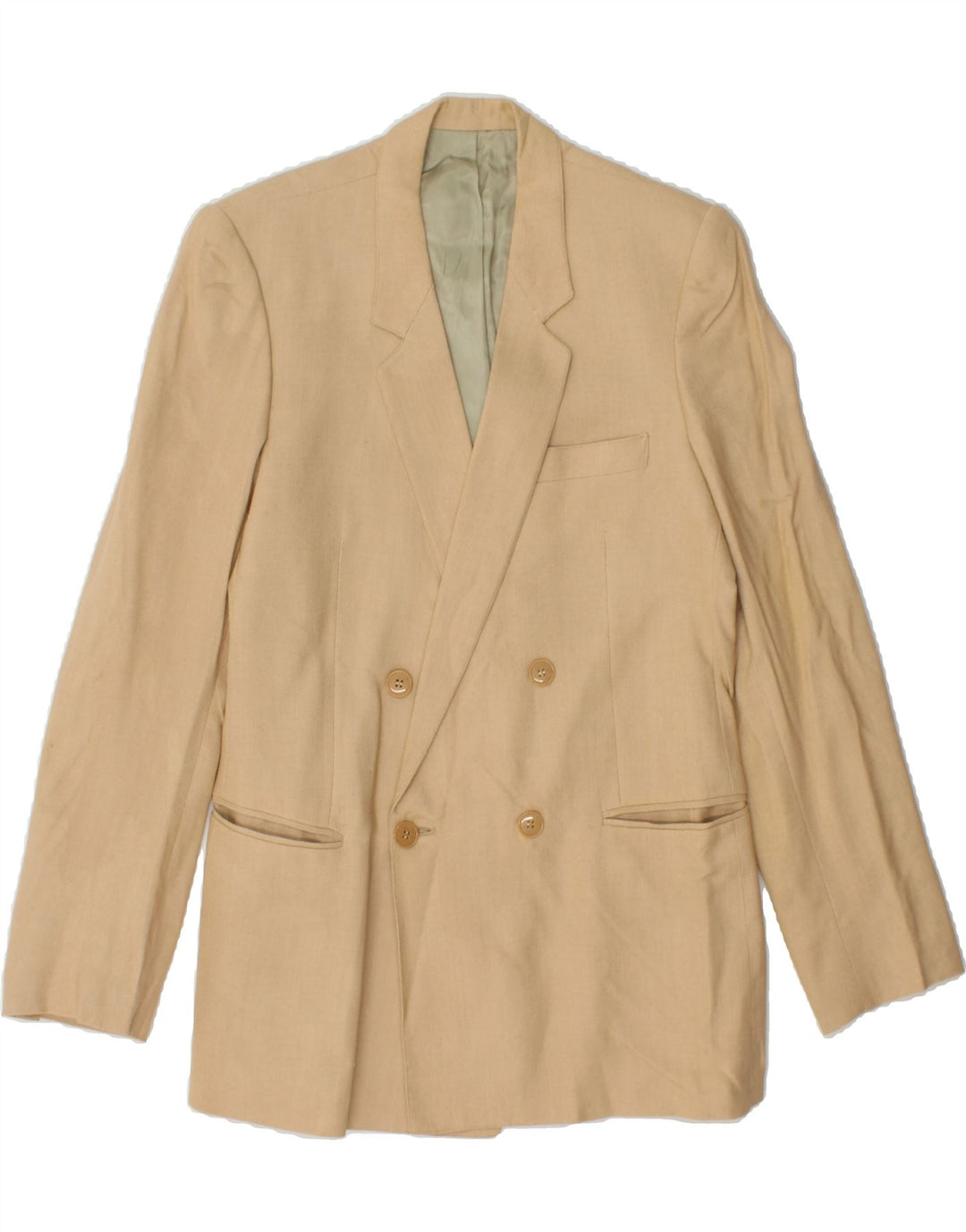ALTA MODA Womens Double Breasted Blazer Jacket IT 46 Large Beige Viscose Vintage Alta Moda and Second-Hand Alta Moda from Messina Hembry 