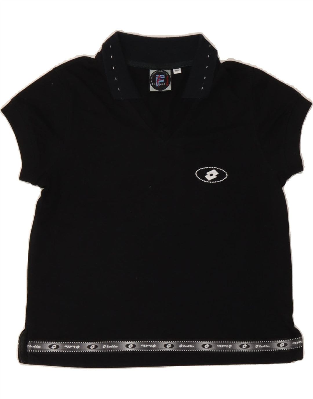 LOTTO Womens Graphic Polo Shirt UK 6 XS Black Polyester Vintage Lotto and Second-Hand Lotto from Messina Hembry 