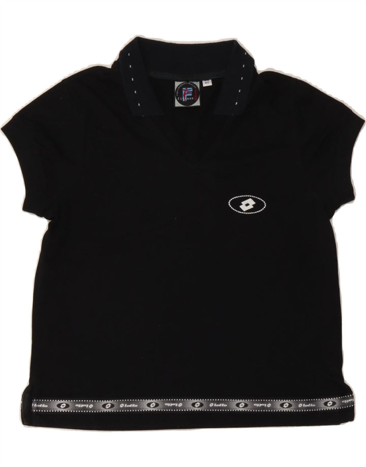 LOTTO Womens Graphic Polo Shirt UK 6 XS Black Polyester Vintage Lotto and Second-Hand Lotto from Messina Hembry 